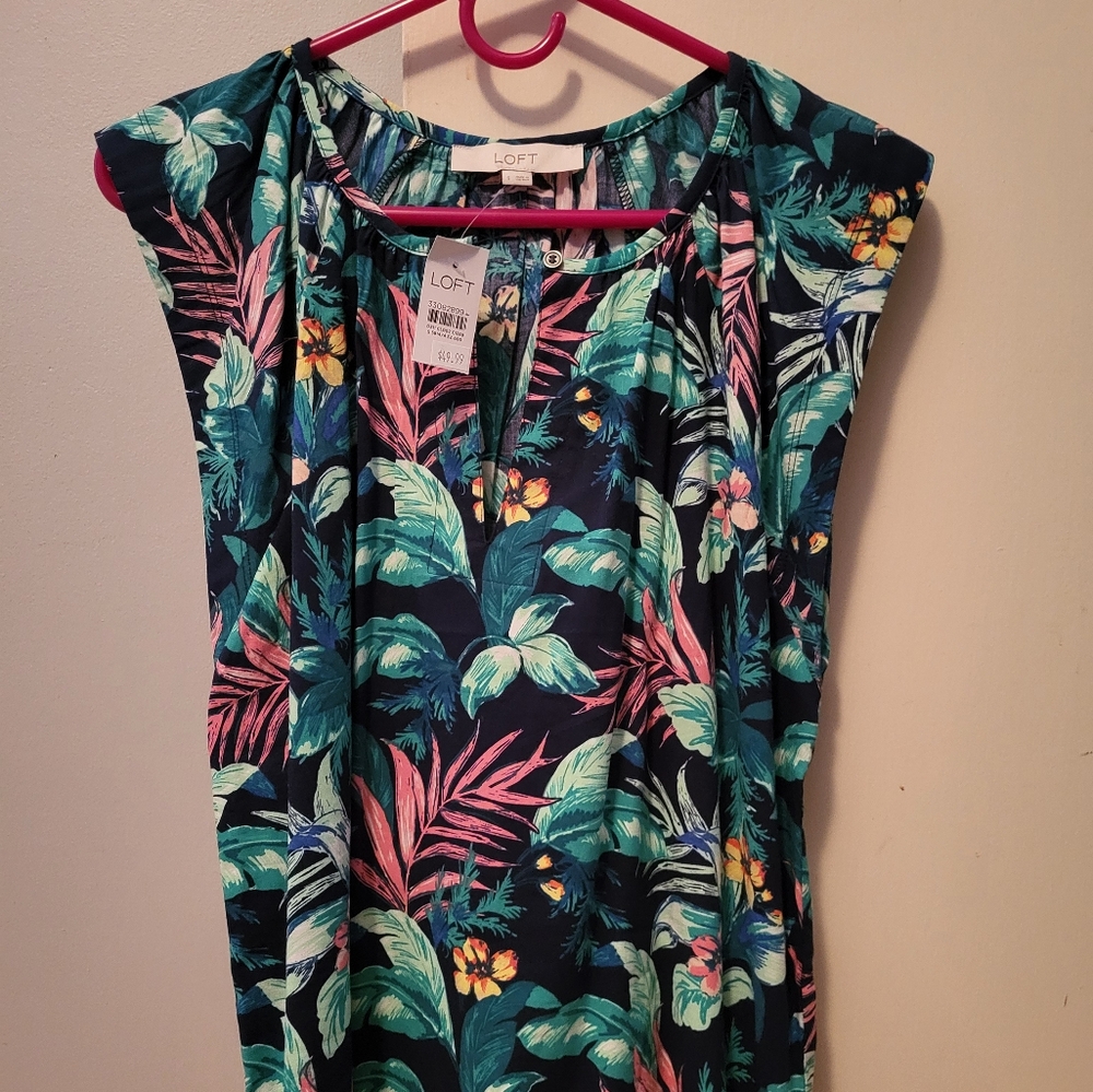 LOFT Tropical Print Sleeveless Shirt